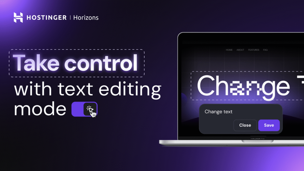 Hostinger Horizons: No-code speed meets text editing freedom